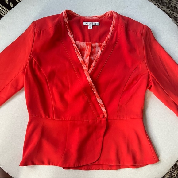 CAbi Jane Jacket Style #216 Size 4 Coral Orange Blazer Office Wear Business - Picture 1 of 9